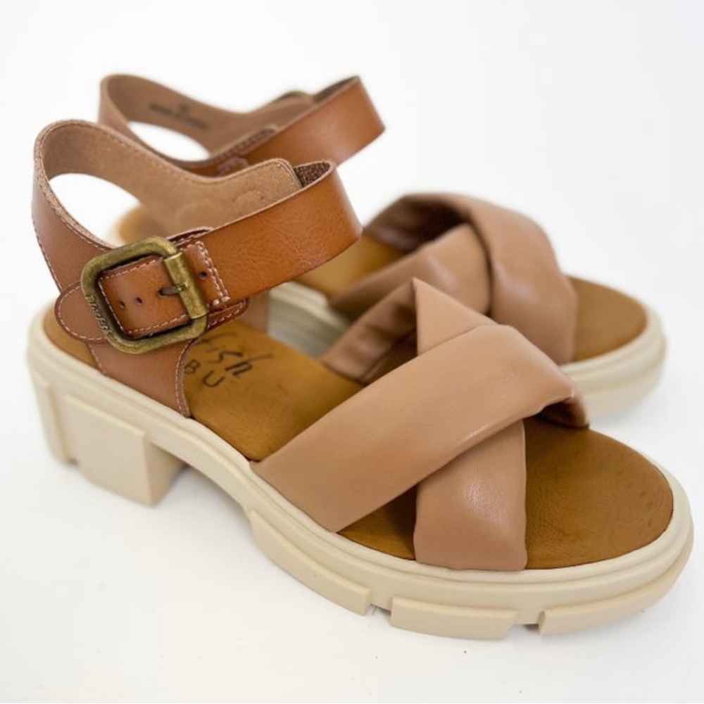 BRAND NEW WITH BOX BLOWFISH CAMILLA SANDALS IN OAK, SIZE 8.5